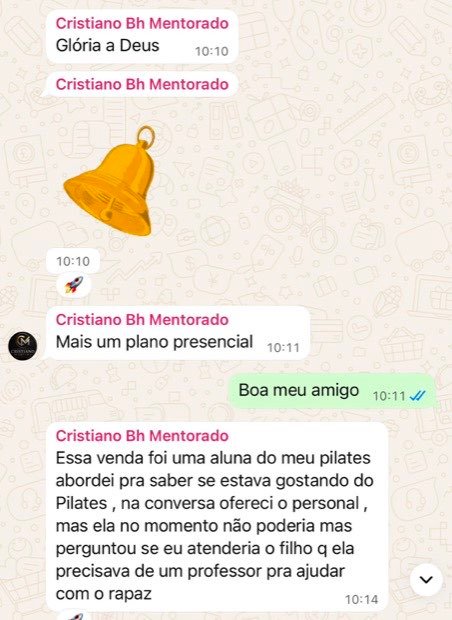 Print no grupo: mais um plano presencial vendido, a partir de uma conversa com uma aluna do pilates