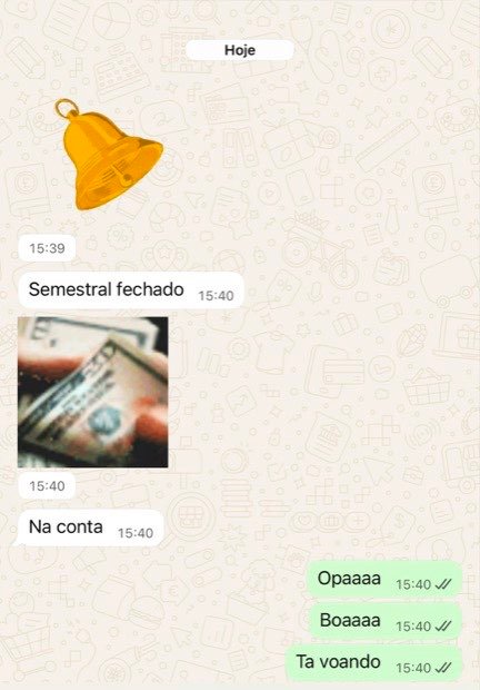Print no grupo: plano semestral fechado e o pagamento já na conta